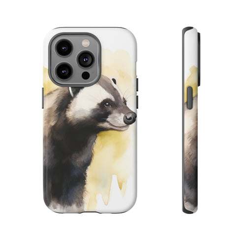 Badger on a Yellow Background - Impact Resistant Phone Case iPhone 14 Pro Matte
